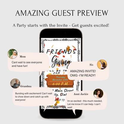 Editable Friends Thanksgiving Video Invitation – Friendsgiving Digital Evite