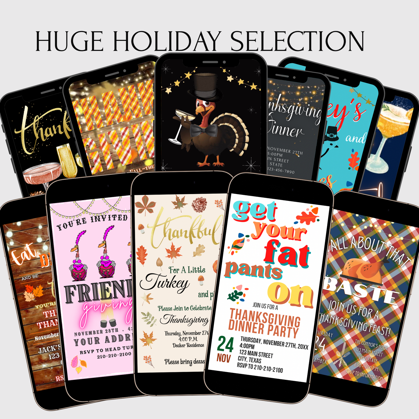 Editable Thanksgiving Video Invitation – Friendsgiving Digital Evite Funny