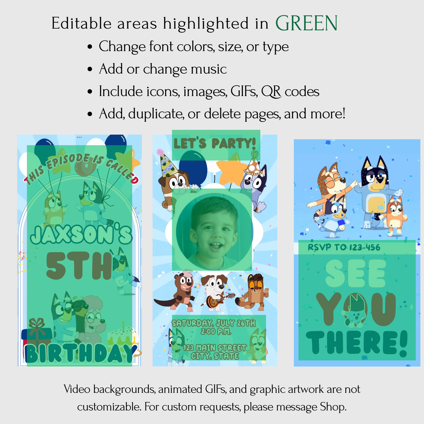 Editable Bluey Birthday Invitation | Bluey and Friends Birthday Video or Printable Evite | Bluey Theme Party Invite for Boys or Girls