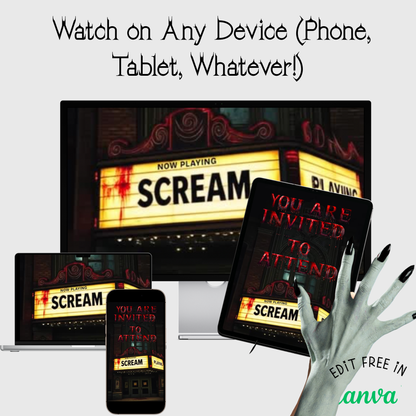 Scary Movie Video Invitation | Personalized Scream Movie Ghost face Animated Evite