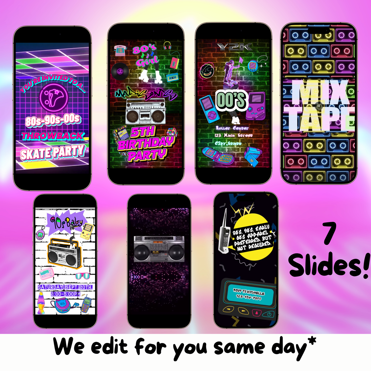 Custom 80s-90s-00s Throwback Skate Party Video Invitation
