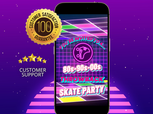 Custom 80s-90s-00s Throwback Skate Party Video Invitation