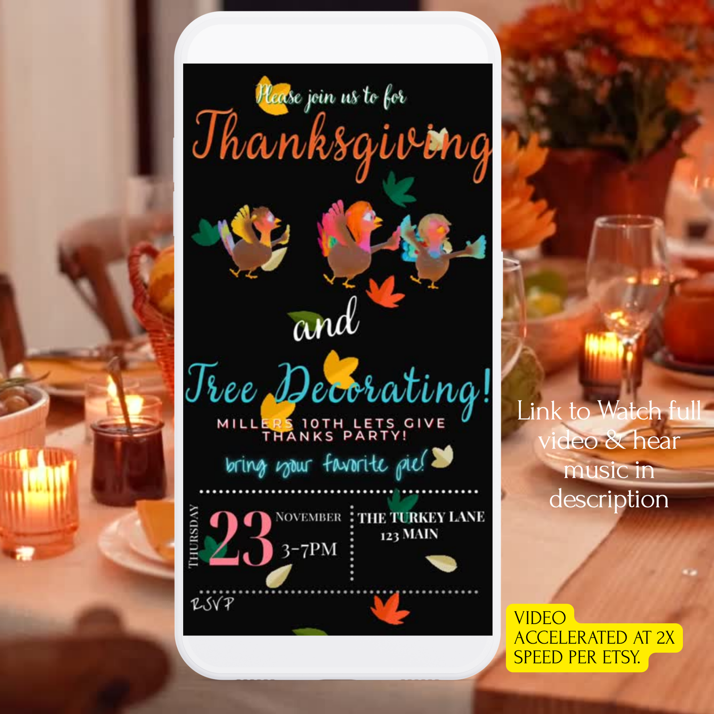 Editable Thanksgiving Video Invitation – We are Family Friendsgiving Digital Evite