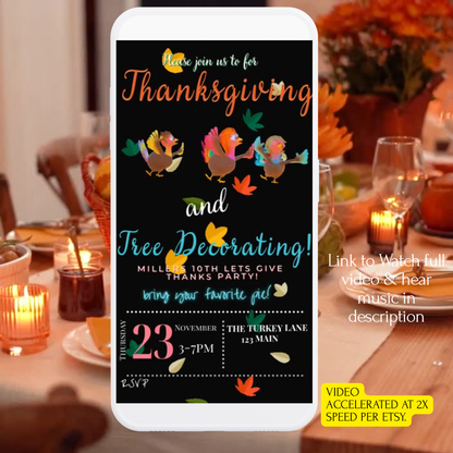 Editable Thanksgiving Video Invitation – We are Family Friendsgiving Digital Evite