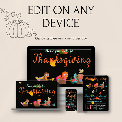 Editable Thanksgiving Video Invitation – We are Family Friendsgiving Digital Evite