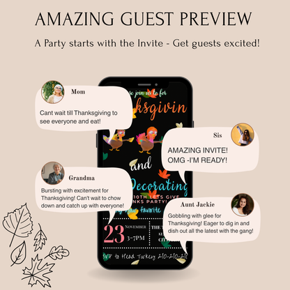 Editable Thanksgiving Video Invitation – We are Family Friendsgiving Digital Evite