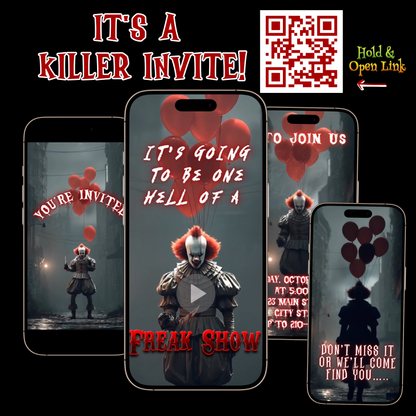 Pennywise Halloween Video Invitation – Editable Horror Clown Evite