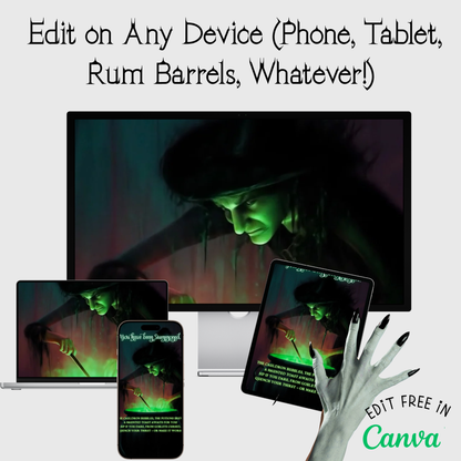 Witch Video Invitation - Halloween Party Evite - Green Witch Cauldron Party Mobile Evite
