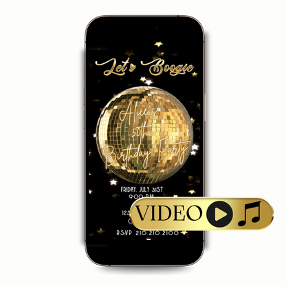 Gold disco video invite