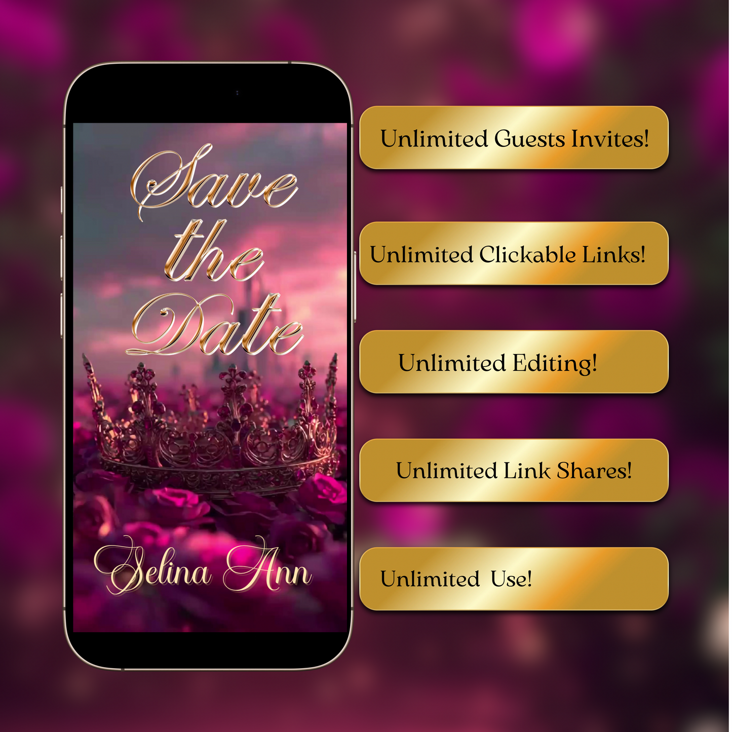 Magenta Quinceanera Invitation Template Pink Rose Website Invite