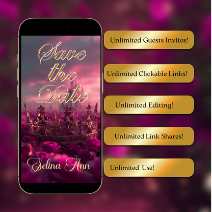 Magenta Quinceanera Invitation Template Pink Rose Website Invite