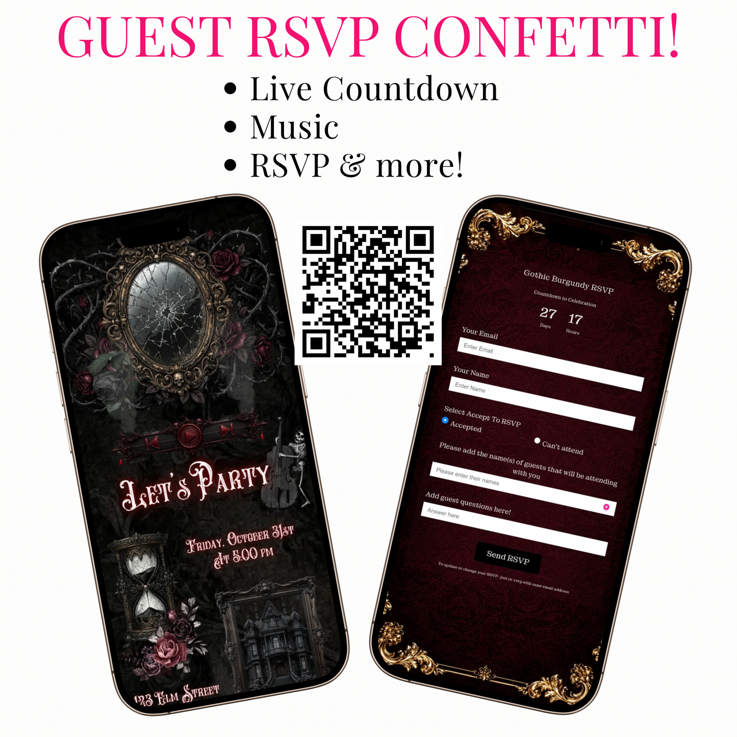 Gothic Halloween Animated Website Invitation Template + RSVP Website