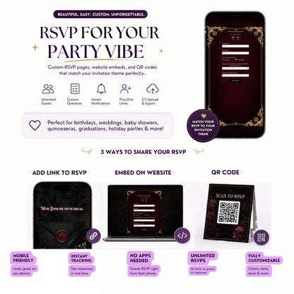 Gothic Halloween Animated Website Invitation Template + RSVP Website