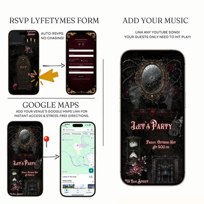 Gothic Halloween Animated Website Invitation Template + RSVP Website