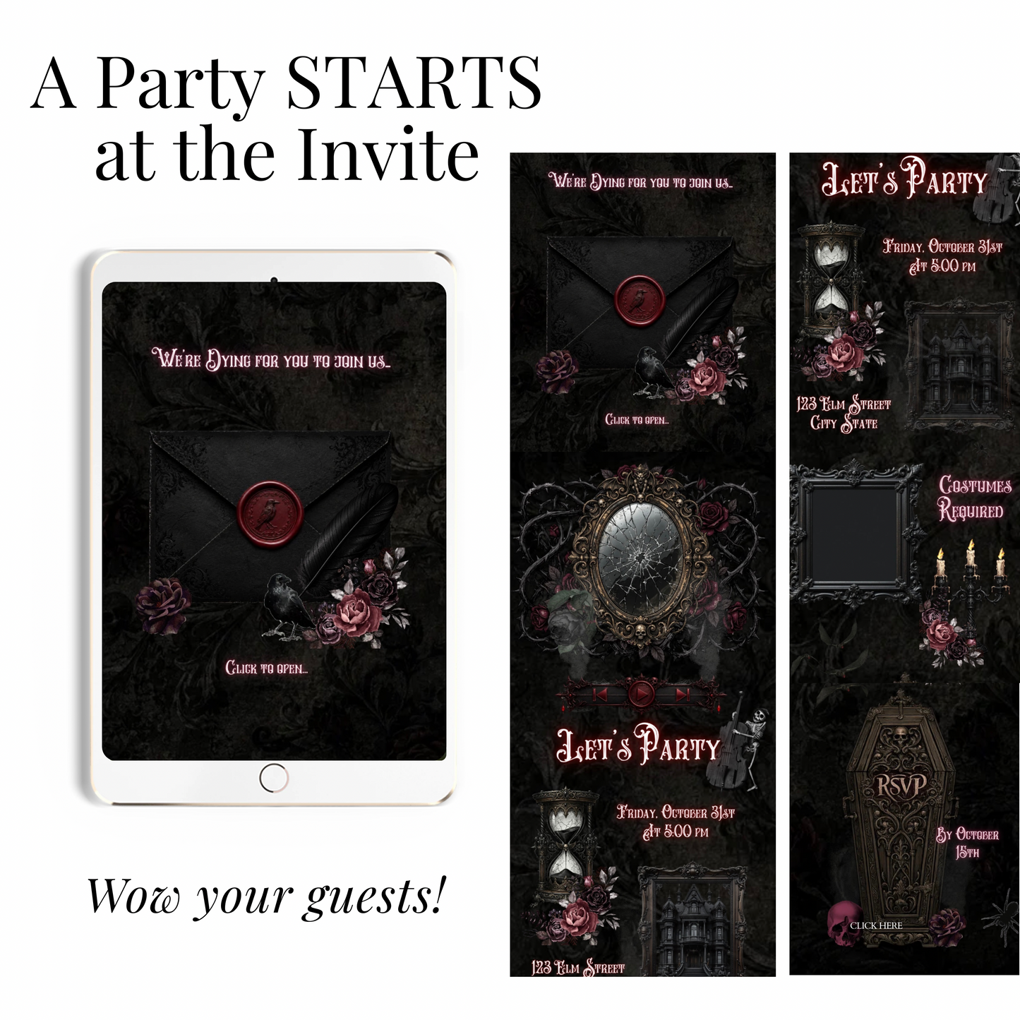 Gothic Halloween Animated Website Invitation Template + RSVP Website