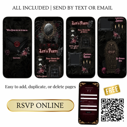 Gothic Halloween Animated Website Invitation Template + RSVP Website