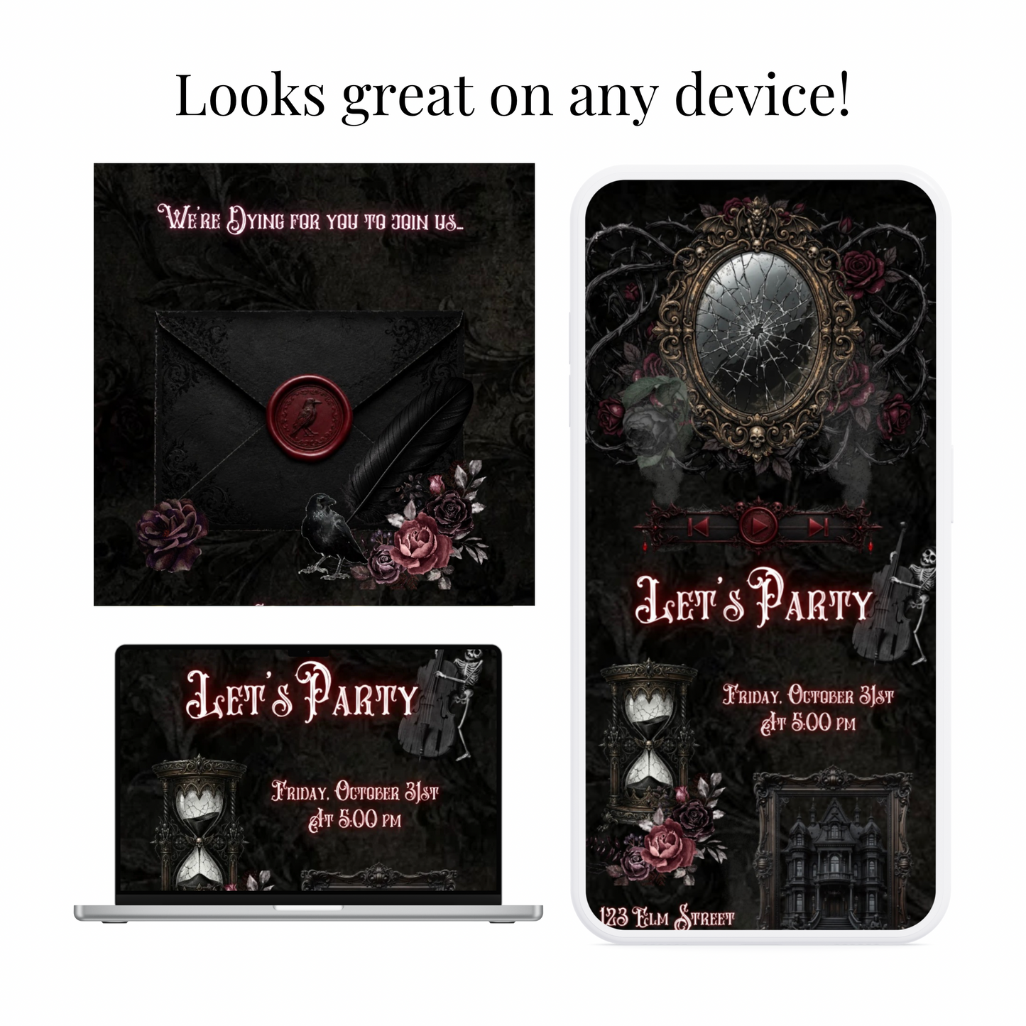 Gothic Halloween Animated Website Invitation Template + RSVP Website