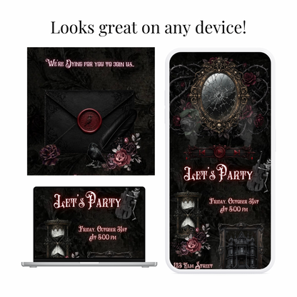 Gothic Halloween Animated Website Invitation Template + RSVP Website