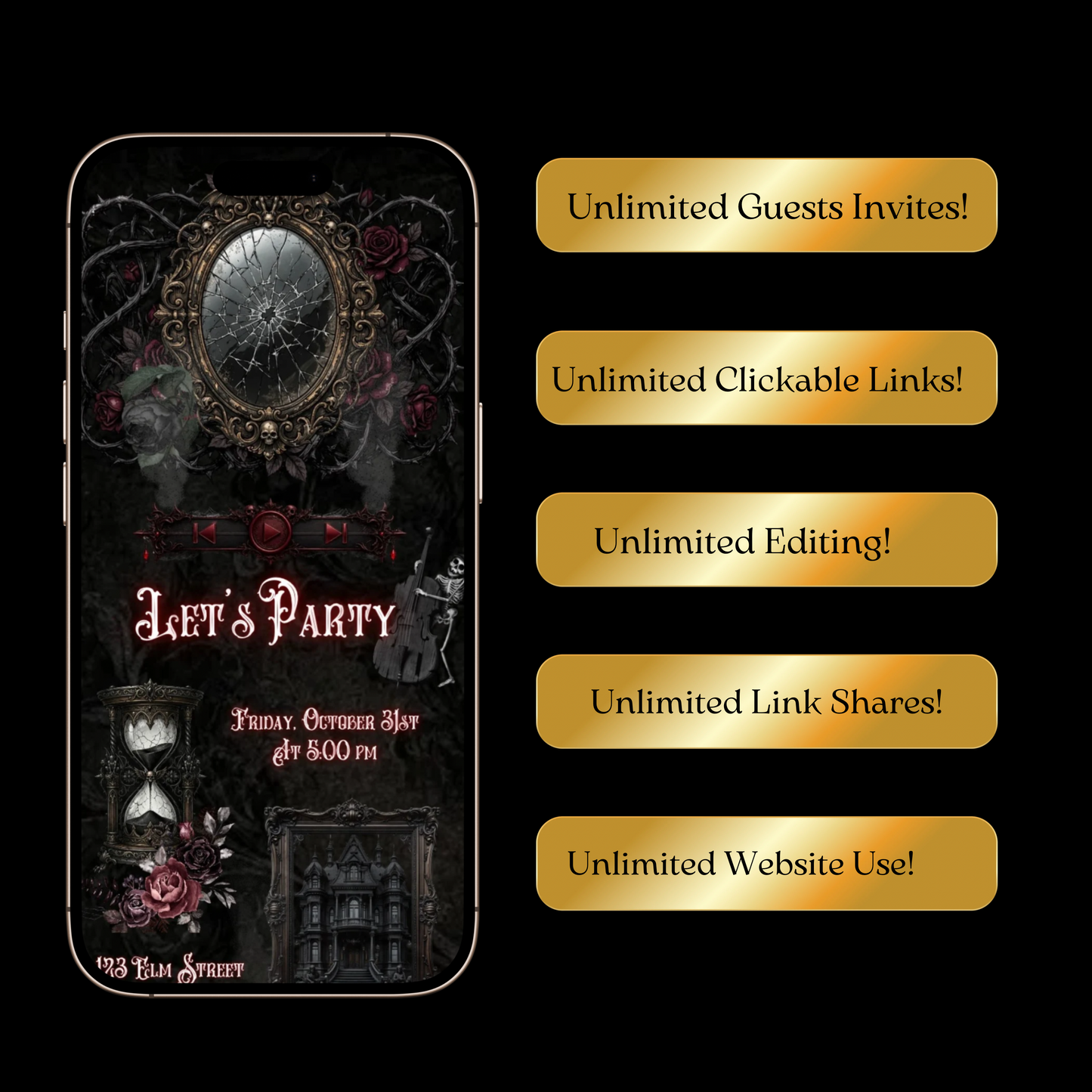 Gothic Halloween Animated Website Invitation Template + RSVP Website