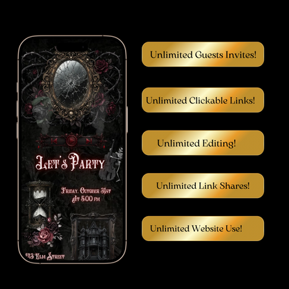 Gothic Halloween Animated Website Invitation Template + RSVP Website
