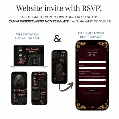 Gothic Halloween Animated Website Invitation Template + RSVP Website