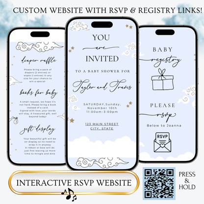 Over the Moon Baby Shower Invitation and Guest Website