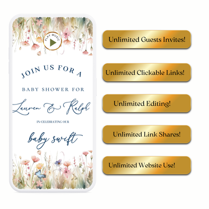 Wildflowers Baby Shower Invite Website with RSVP