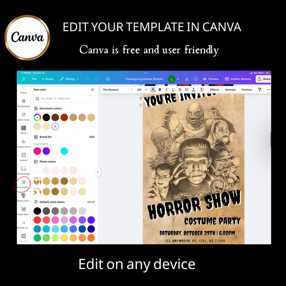 Halloween Video Invitation | Frankenstein Horror Movie Animated Invite