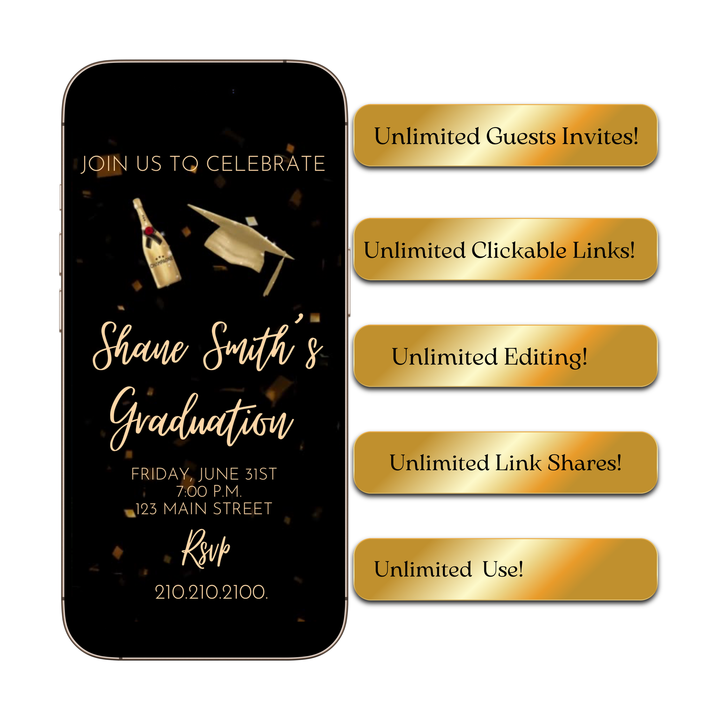 Graduation Video Invitation | Class of 2026 Animated Invite | Editable Canva Template