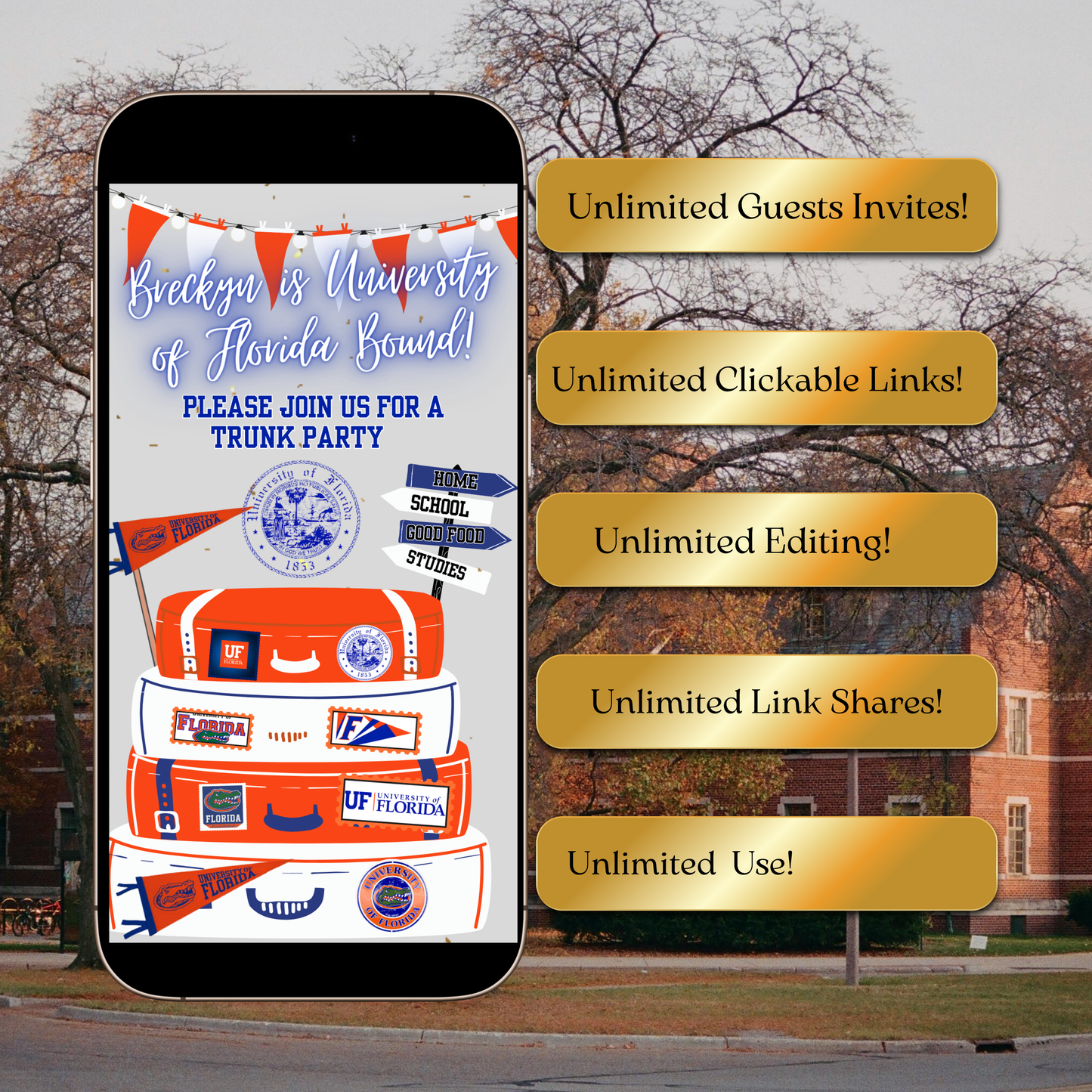 University of Florida College Send Off Video Invitation | Editable Canva Template