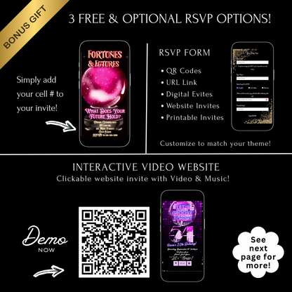 Halloween Video Invitation, Fortune Teller Animated Invite, Editable Halloween Party Mobile Evite