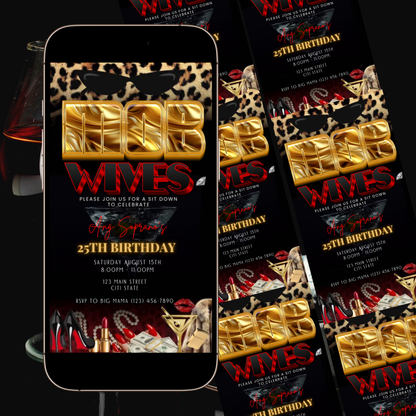 Mob Wife Video | Invitation Glam Mafia Party Invite | Canva Template