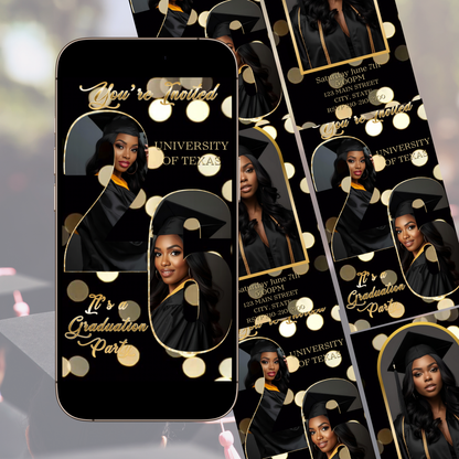 Graduation Party Video Invitation | Class of 2026 Photo Invite | Editable Online RSVP Evite Canva Template