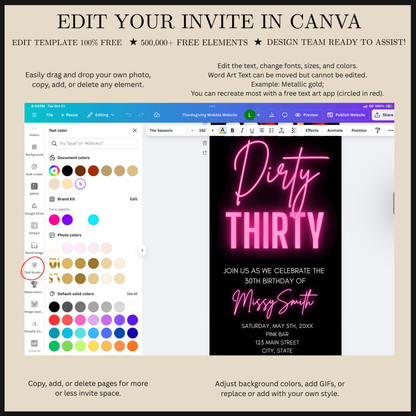 Editable 30th Birthday Video Invitation | Mobile Animated Dirty Thirty Evite | Canva Video Evite Download