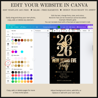 2026 New Years Eve Party Video Invitation | Digital New Year's Eve Invite | Editable Canva Template
