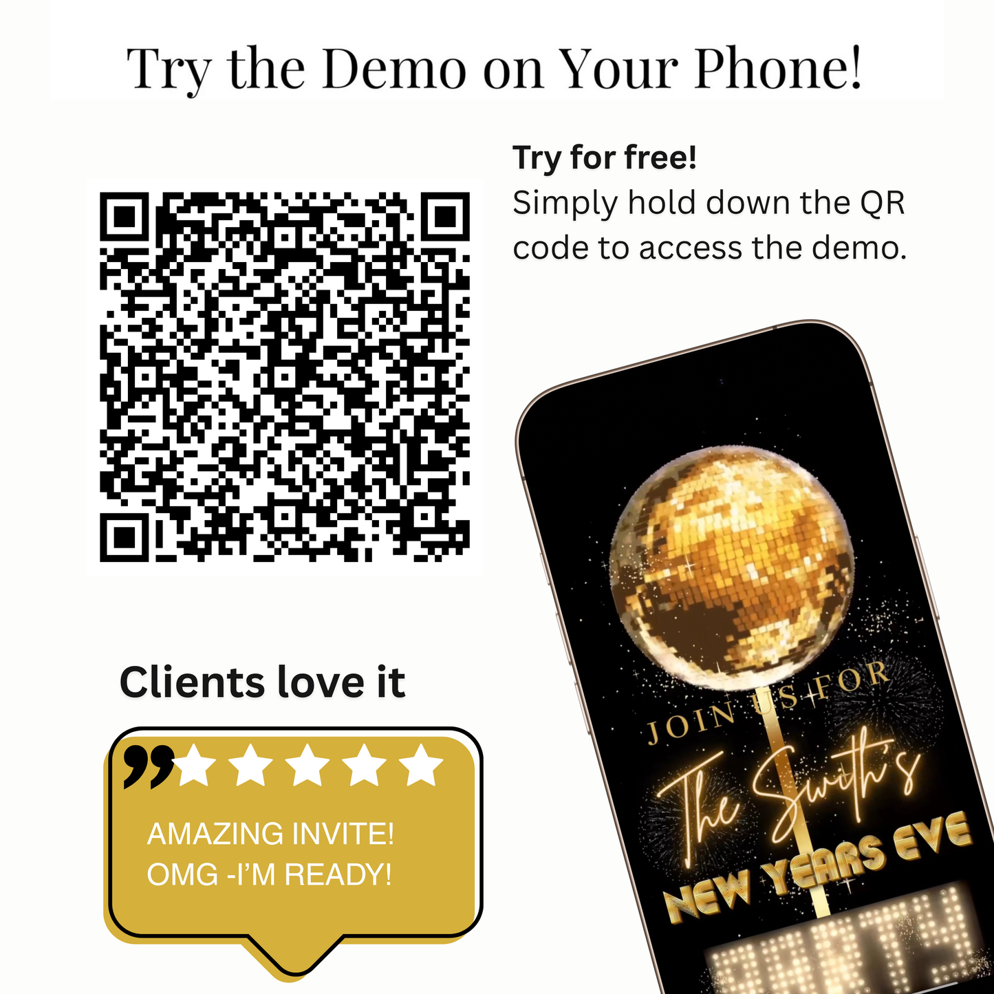 New Years Eve Invitation | Digital NYE Party Video Invite | Editable Online Template