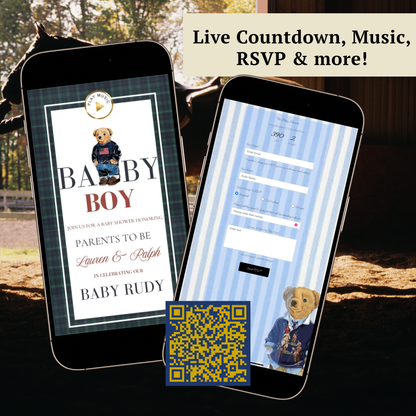 Polo Bear Baby Shower Invitation Website | Animated Baby Shower Invite with Rsvp tracking