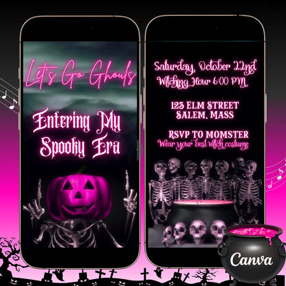 Halloween Video Invitation, In my Spooky Era Animated Invite, Editable Halloween Party Mobile Evite