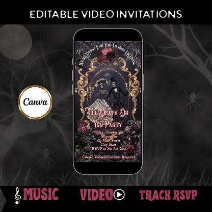 Halloween-Videoeinladung, animierte Halloween-Hochzeitseinladung, bearbeitbare mobile Halloween-Partyeinladung