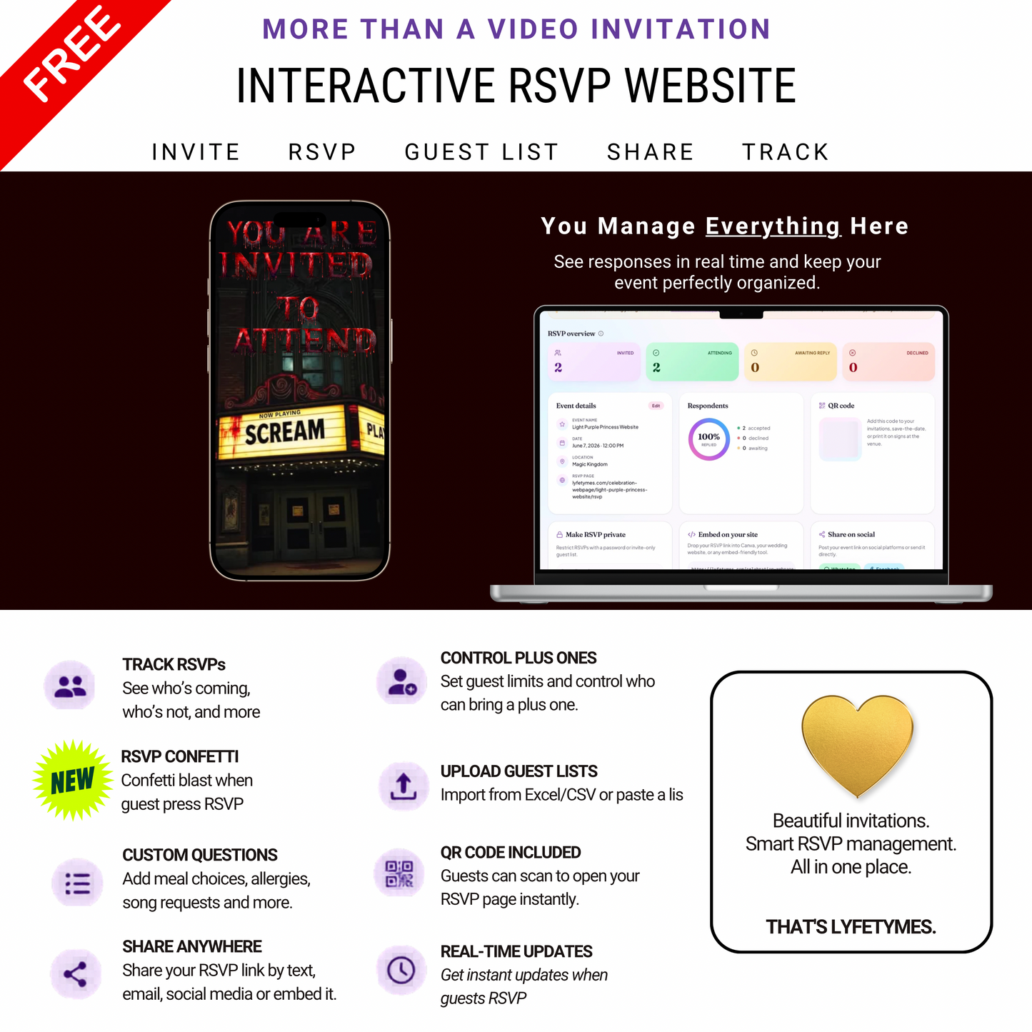Horror Movie Theater Halloween Costume Party Video Invitation – Editable Canva Animated Invite