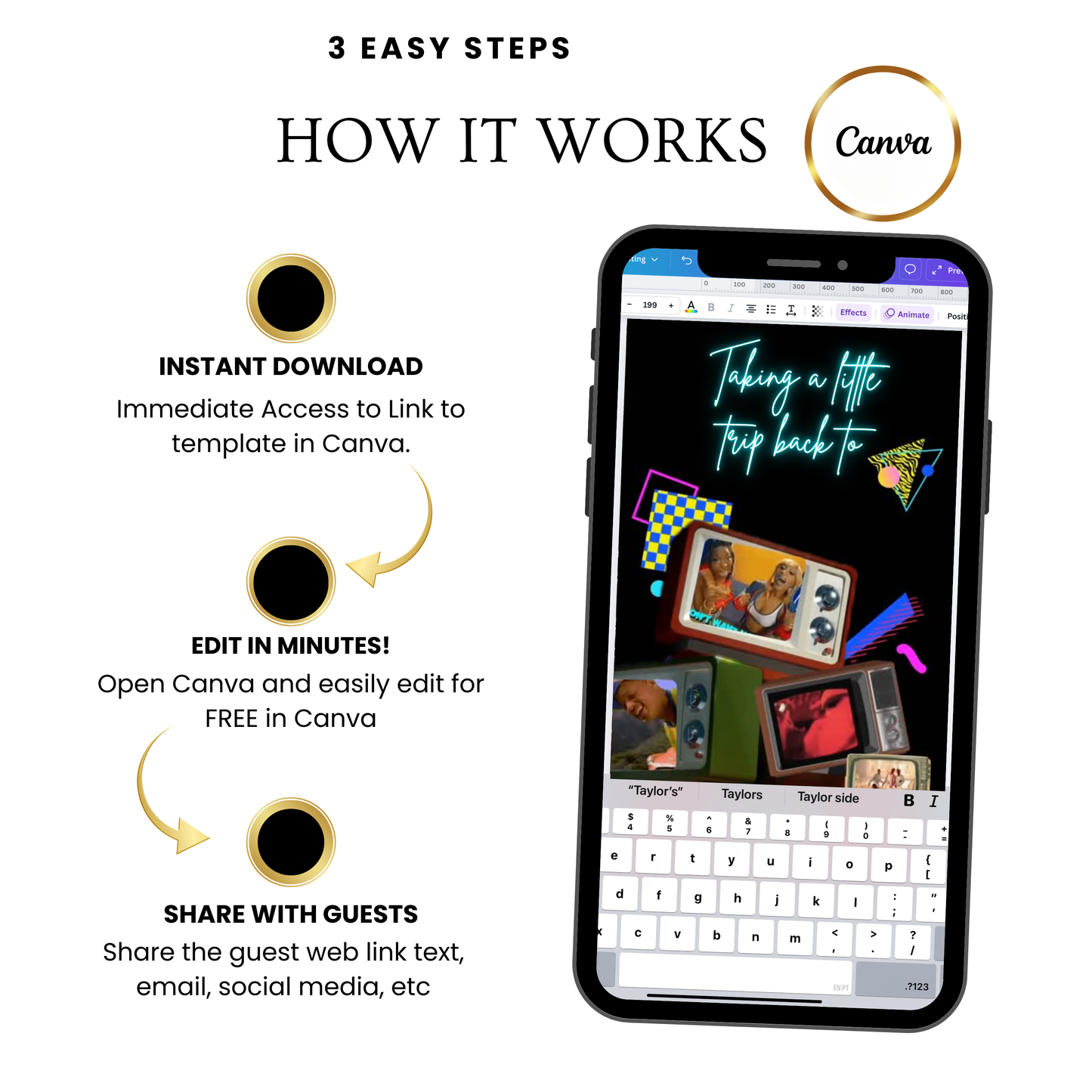 90s Video Invitation | Editable 80s 90s 2000s Birthday Party Invite | Digital Hip Hop Canva Template