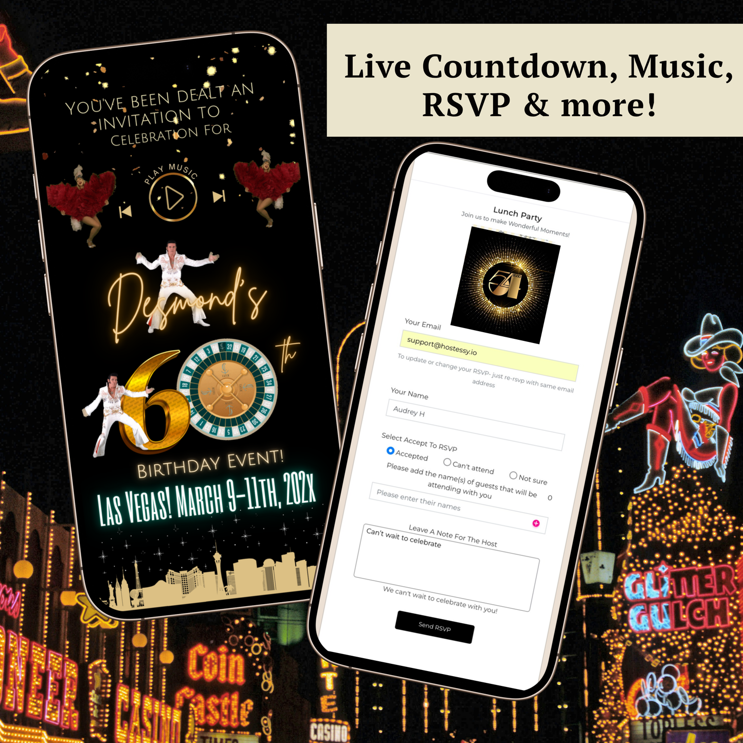 Las Vegas Website Invitation | Las Vegas RSVP Itinerary Website | Canva Website Template