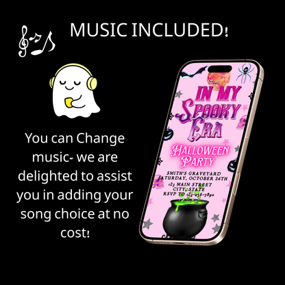 Halloween-Videoeinladung, Pinkfarbene Einladung im Grusel-Stil