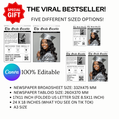 Friends Graduation Party Video Invitation | Digital Graduation Announcement Invite | Editable Canva Evite Template