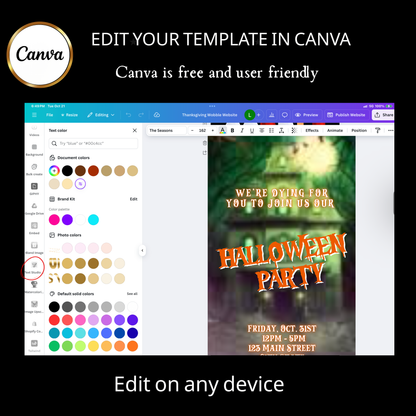 Halloween-Videoeinladung, animierte Einladung zum Spukhaus, bearbeitbare mobile Halloween-Partyeinladung