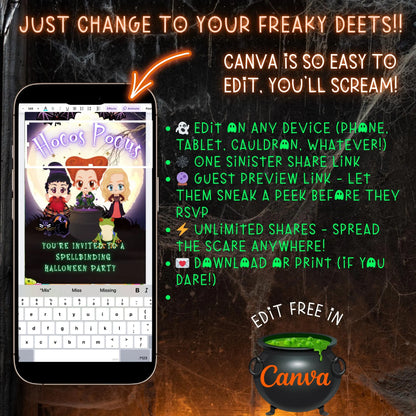 Halloween-Videoeinladung | Animierte digitale Halloween-Einladung | Bearbeitbare Canva-Einladungsvorlage