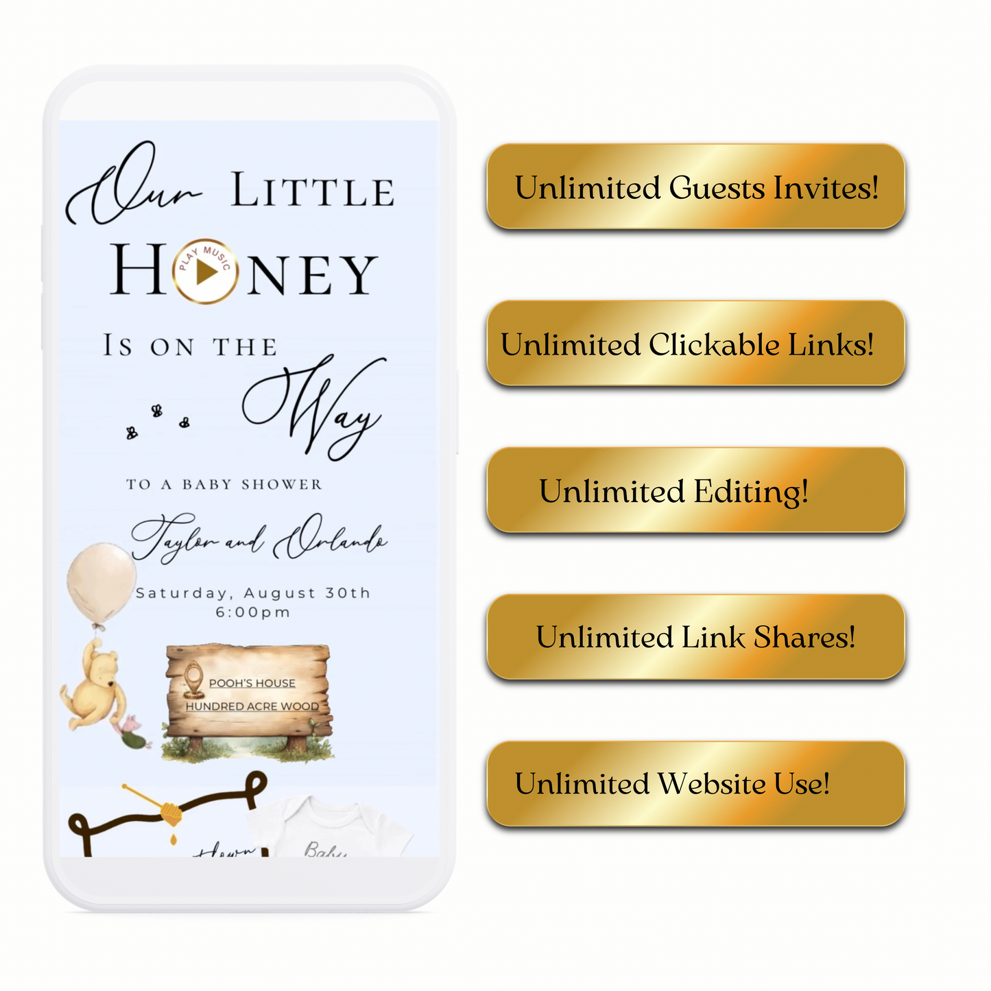Winnie the Pooh Baby Shower Invite Website with RSVP