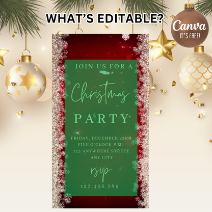 Editable Snowflake Video Invitation Template | Mobile Animated Christmas Invite | Canva Evite Download – Hostessy