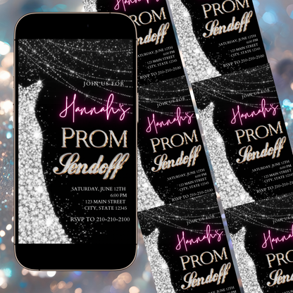 Silver Prom Send Off Video Invitation – Editable Canva Animated Invite