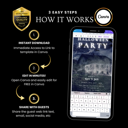Halloween-Videoeinladung, animierte Einladung zur Spukscheune, bearbeitbare mobile Halloween-Partyeinladung